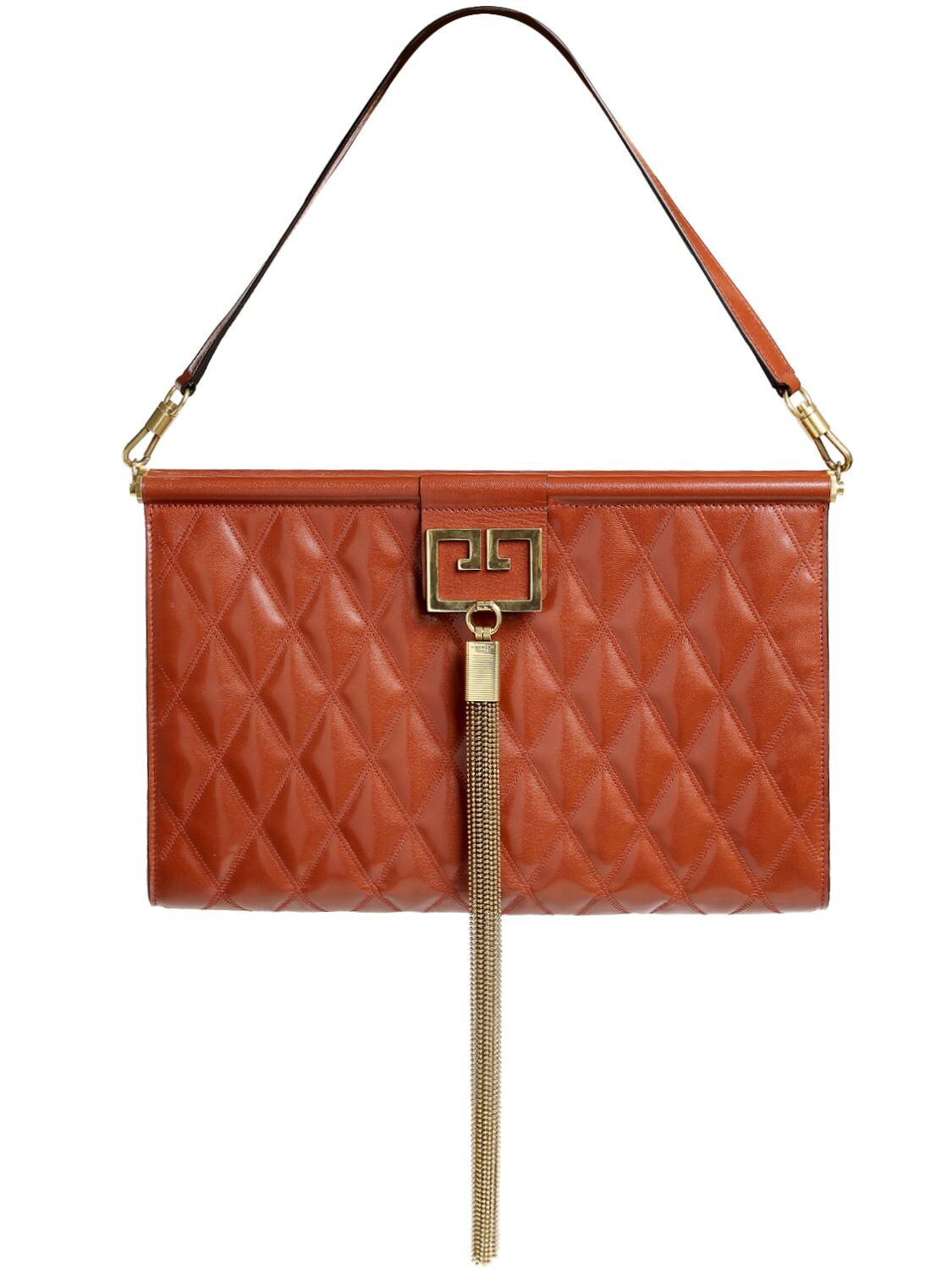 Givenchy Medium Gem Quilted Leather Clutch In Terracotta