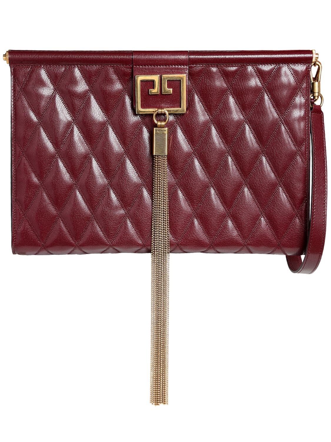 Givenchy Large Gem Quilted Leather Clutch In Bordeaux