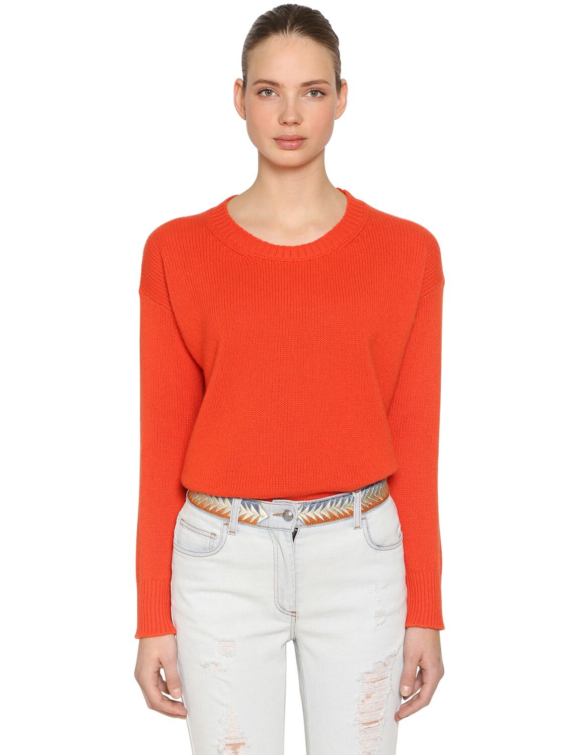 Etro Wool & Cashmere Knit Sweater In Orange