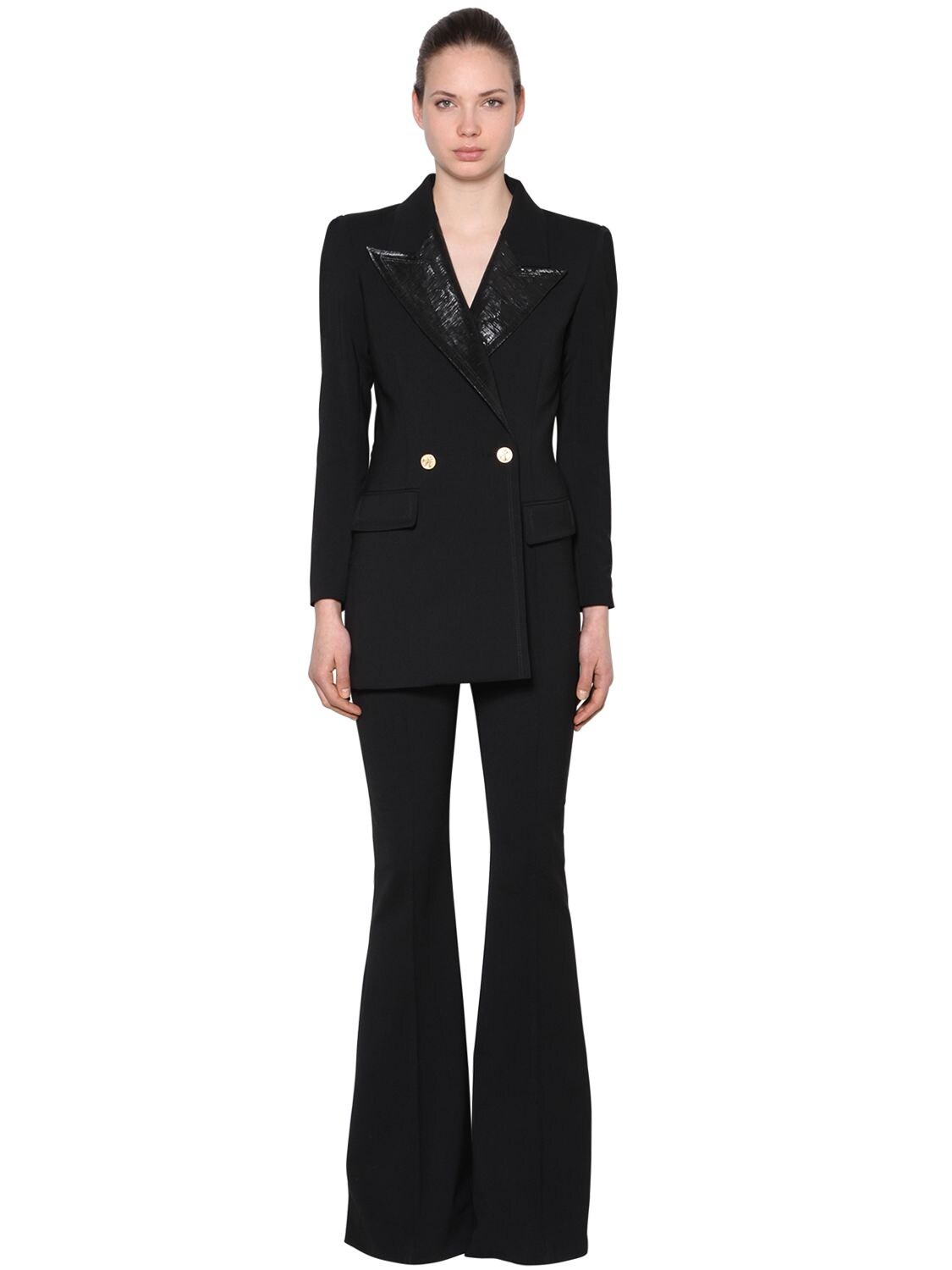 Faith Connexion Tailored Wool Twill Jumpsuit In Black