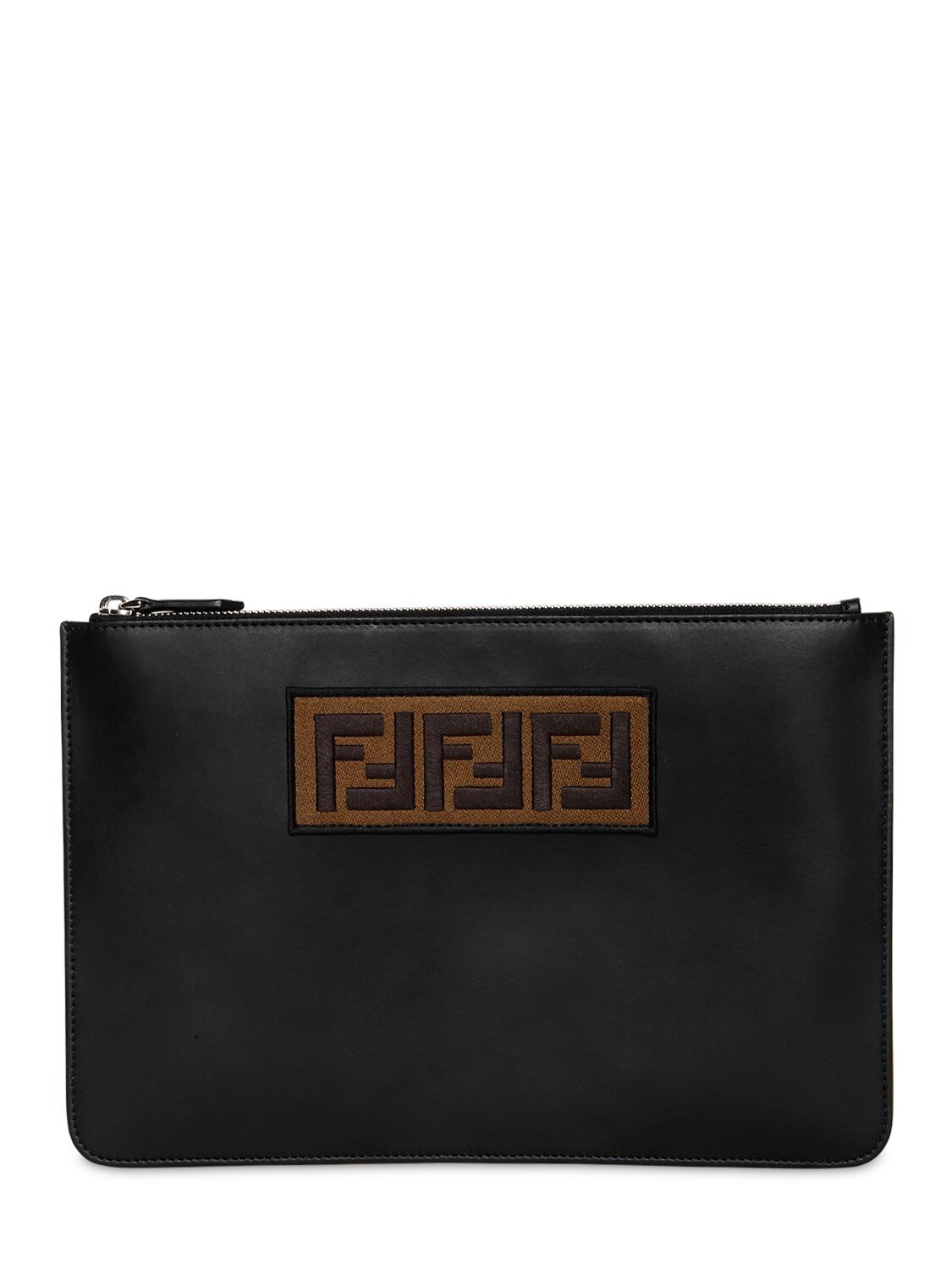 FENDI FF EMBROIDERED LEATHER POUCH,68IDNU056-RJE0N0S1