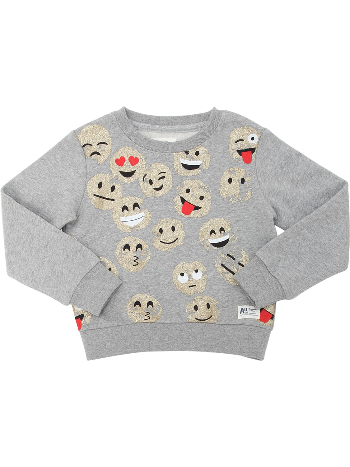 American Outfitters Kids' Glittered Smiles Cotton Sweatshirt In Grey