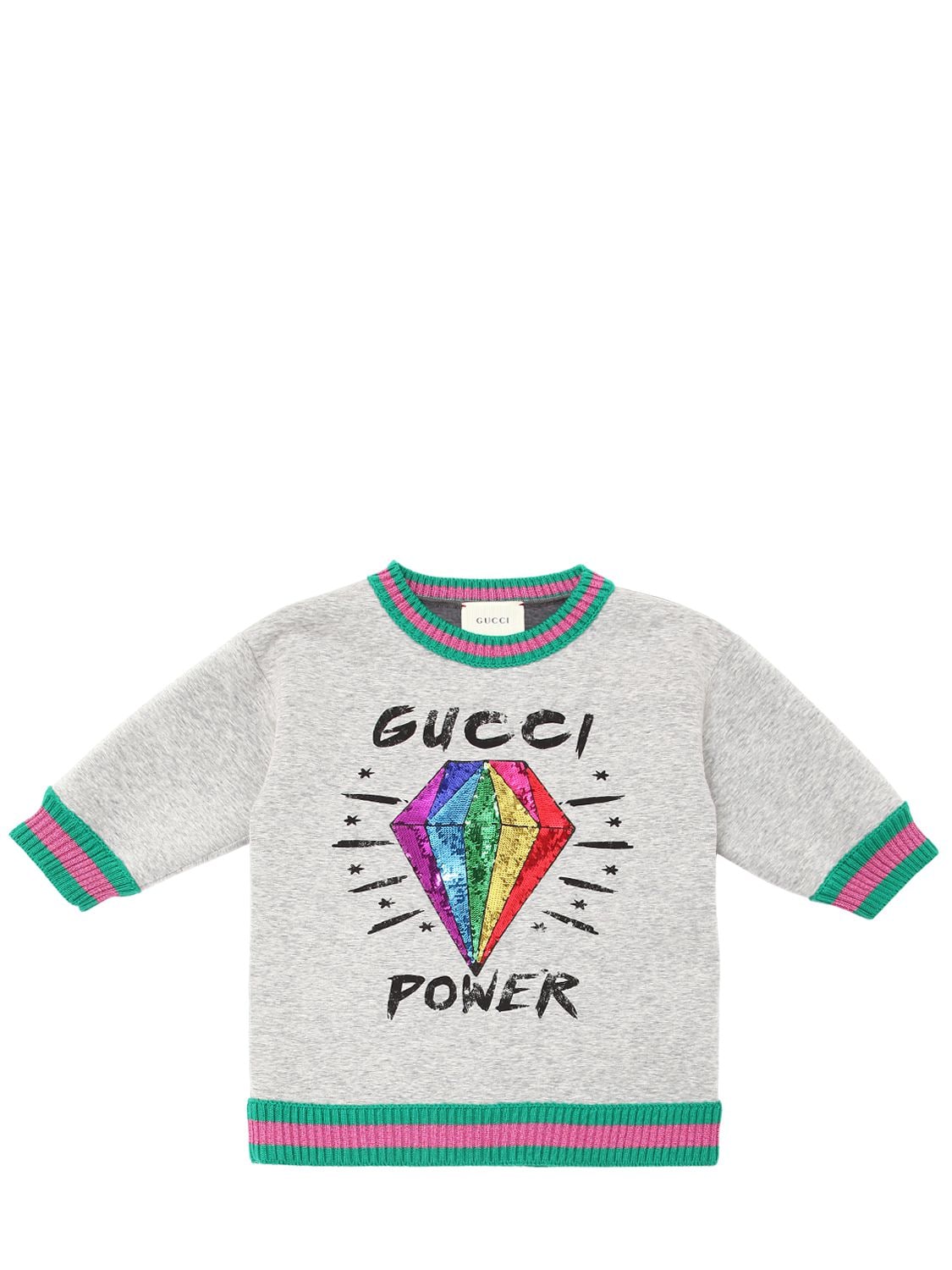 Gucci Kids' Sequined Cotton Sweatshirt In Grey