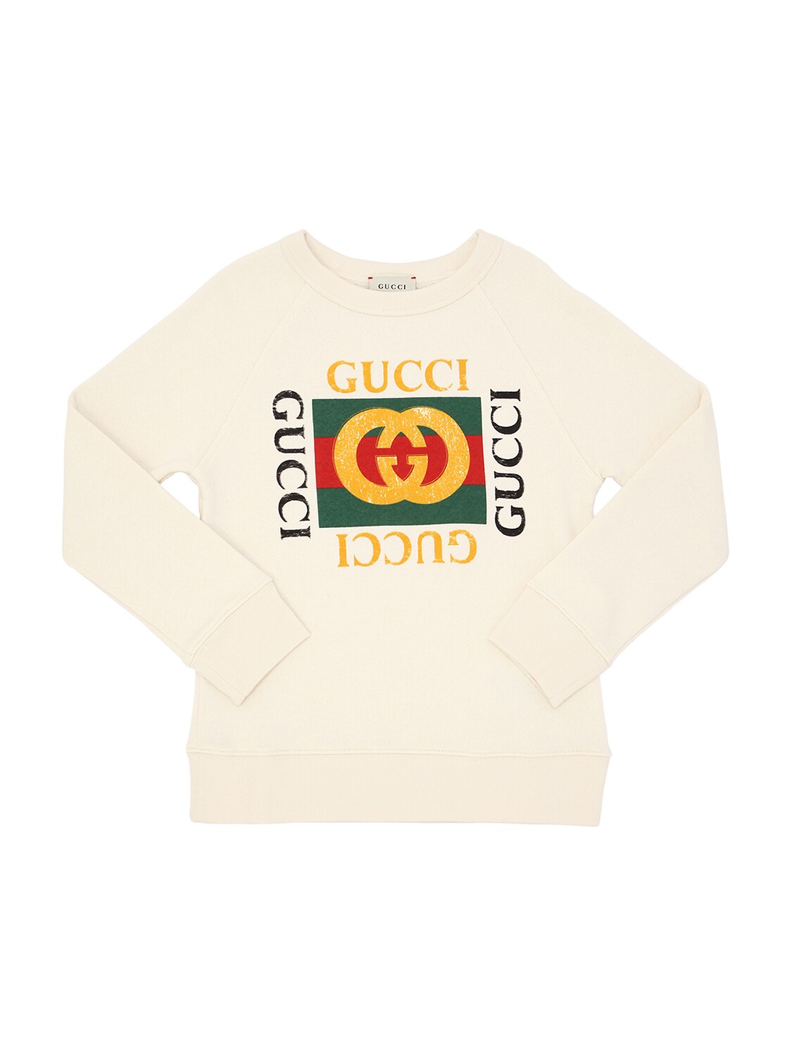 Gucci Kids' Logo Printed Cotton Sweatshirt In White