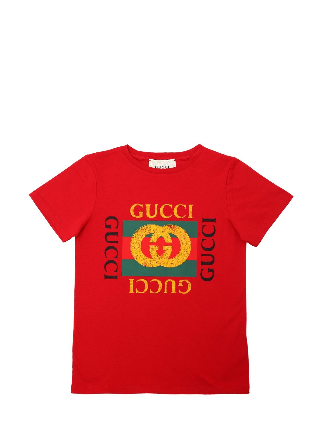 Gucci Logo Printed Cotton Jersey T-shirt In Red