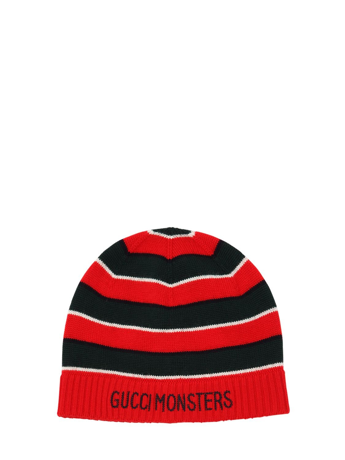Gucci Kids' Striped Knitted Wool Hat In Green,red