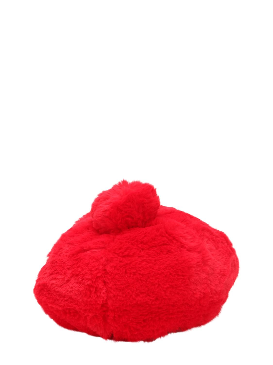 Gucci Kids' Faux Fur & Knitted Wool Beret In Red