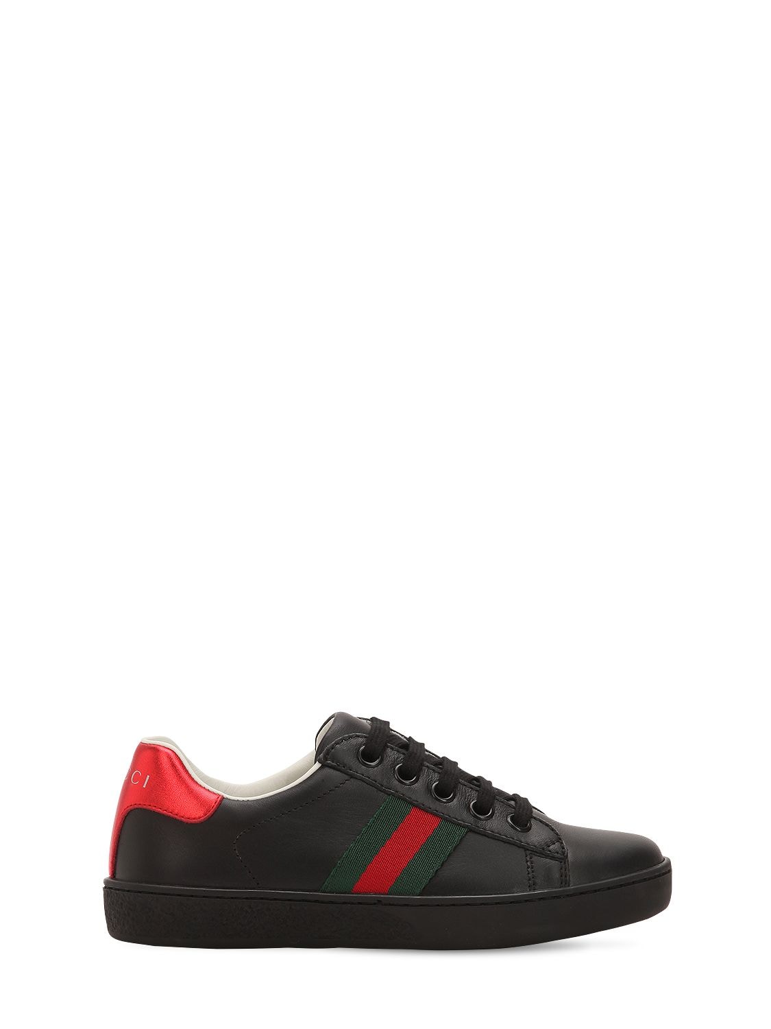 Gucci New Ace Nappa Leather Sneakers In Black | ModeSens