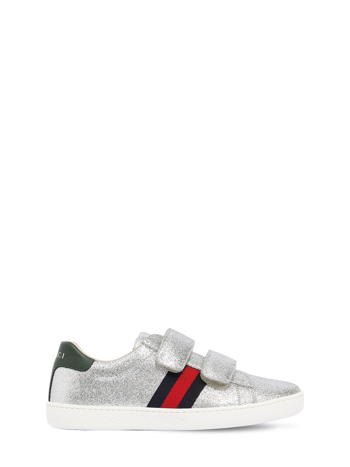 GUCCI GLITTERED LEATHER STRAP SNEAKERS,68IFHB010-ODE4NQ2
