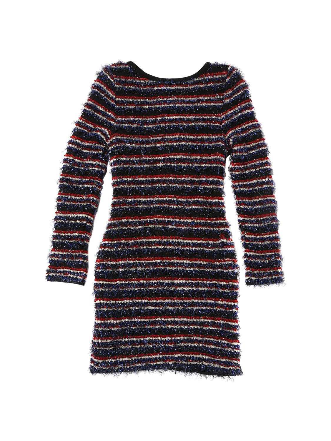 Balmain Kids' Striped Knit Dress With Lurex Details In Multicolor