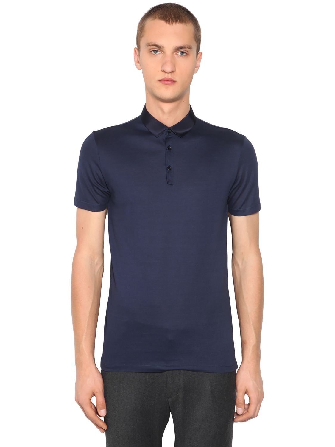Lanvin Cotton Piqué Polo Shirt In Blue