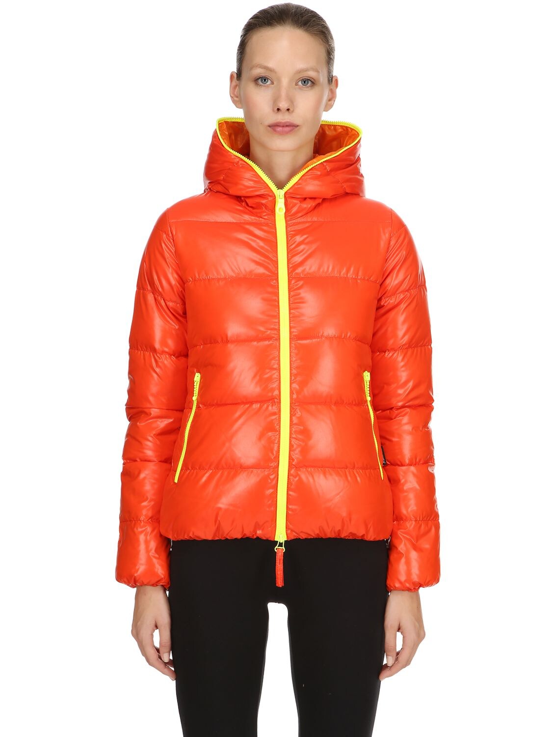 Duvetica Thia 5 Shiny Nylon Down Jacket In Orange