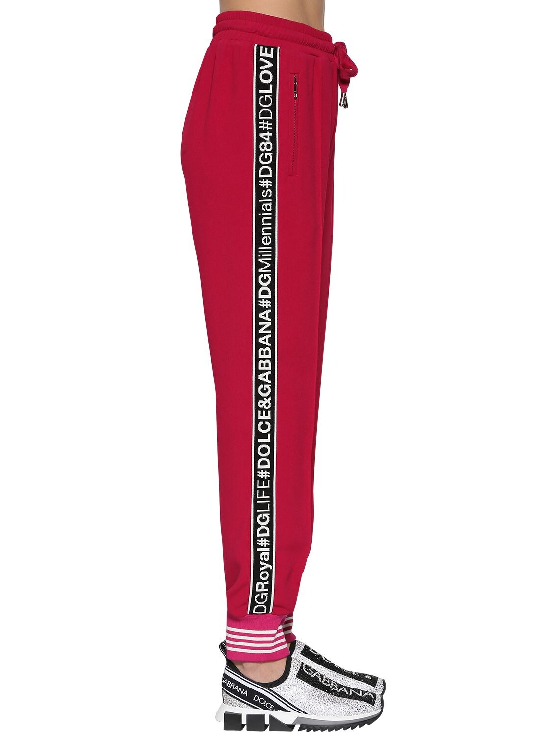 Dolce & Gabbana Logo Bands Cady Sweatpants In Fuchsia