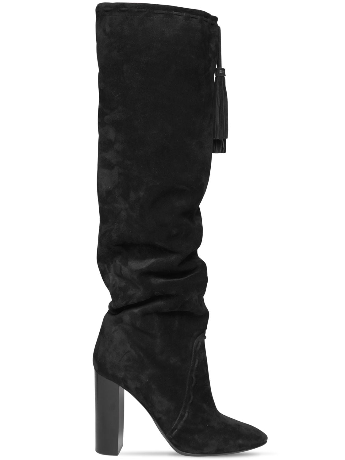 Saint Laurent 105mm Meurice Suede Over The Knee Boots In Black