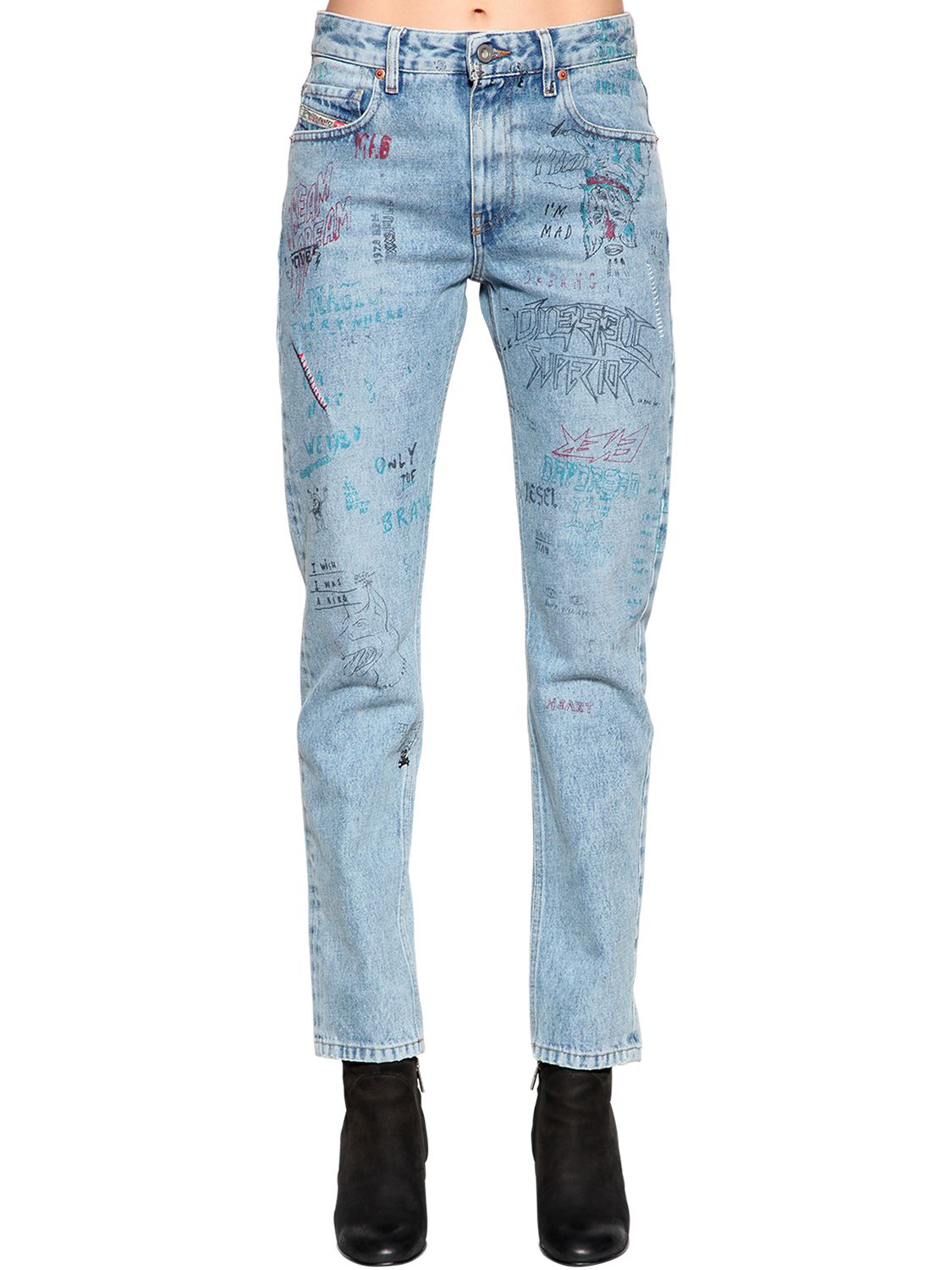 Diesel Graffiti Cotton Denim Jeans In 
