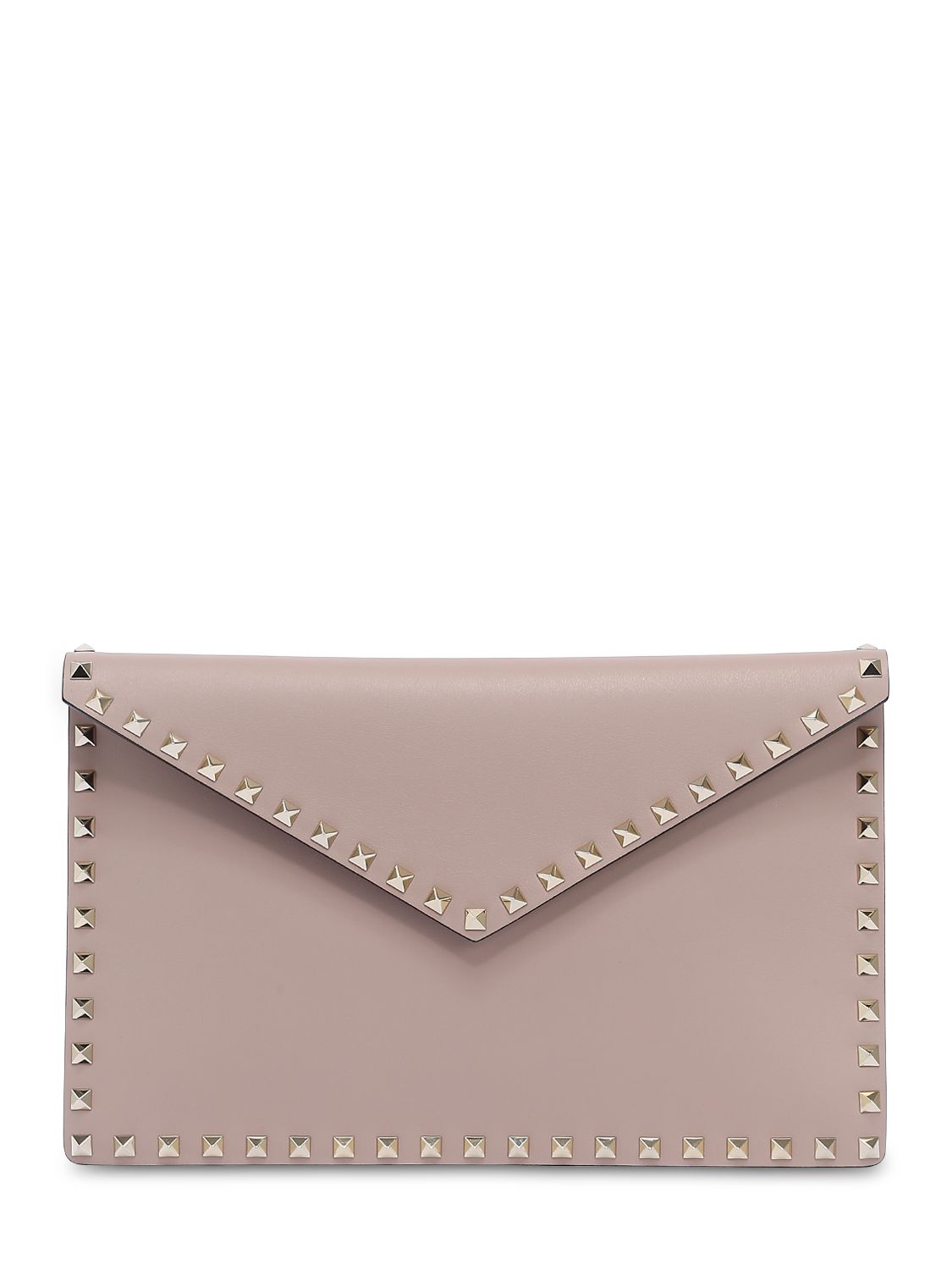 Valentino Rockstud Leather Envelope Pouch In Pink