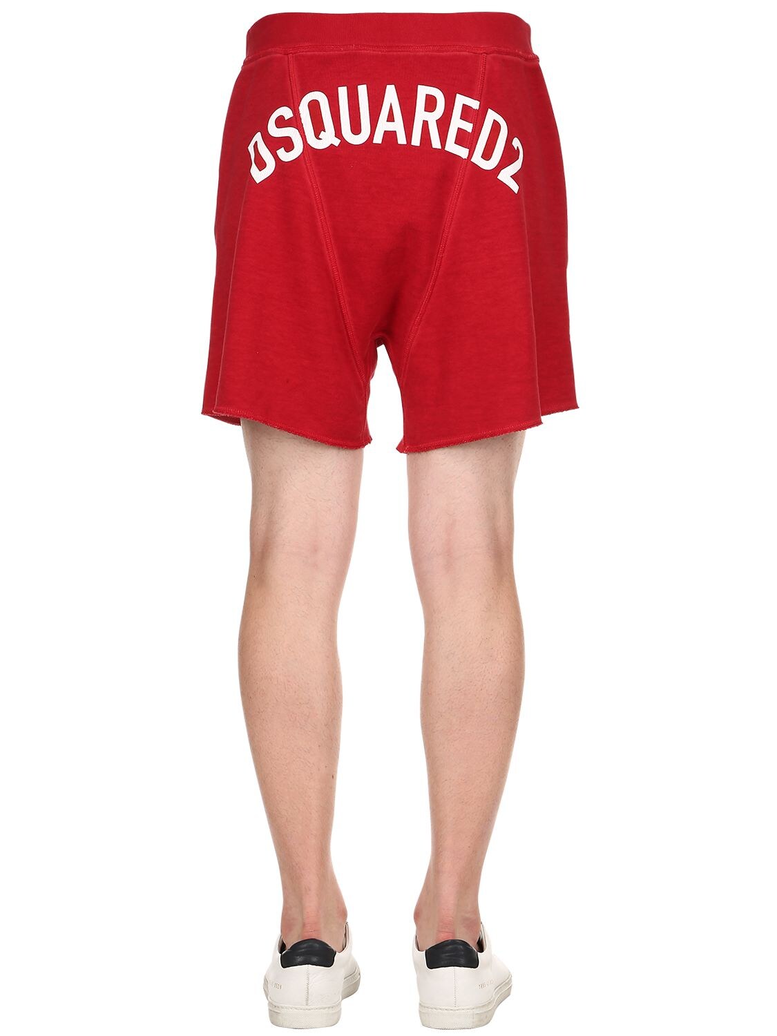 Dsquared2 Logo Printed Cotton Jersey Shorts In Red/white