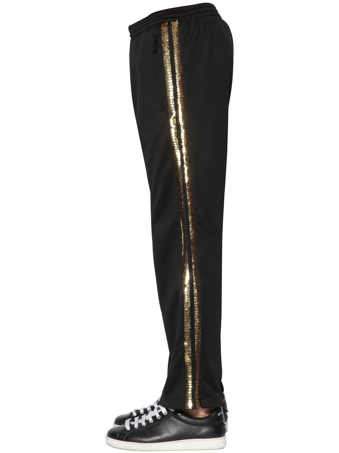 Dsquared2 Sequined Tech Sweatpants In Black,gold