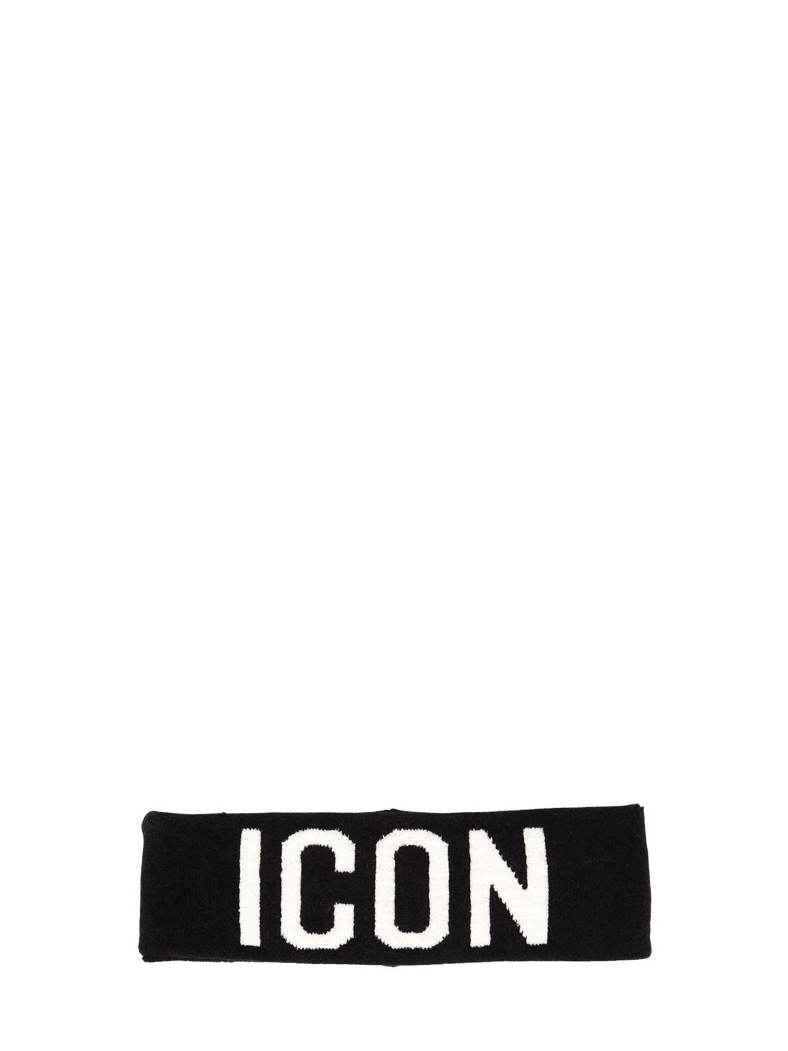 Dsquared2 Icon Cotton Blend Knit Headband In Black,white