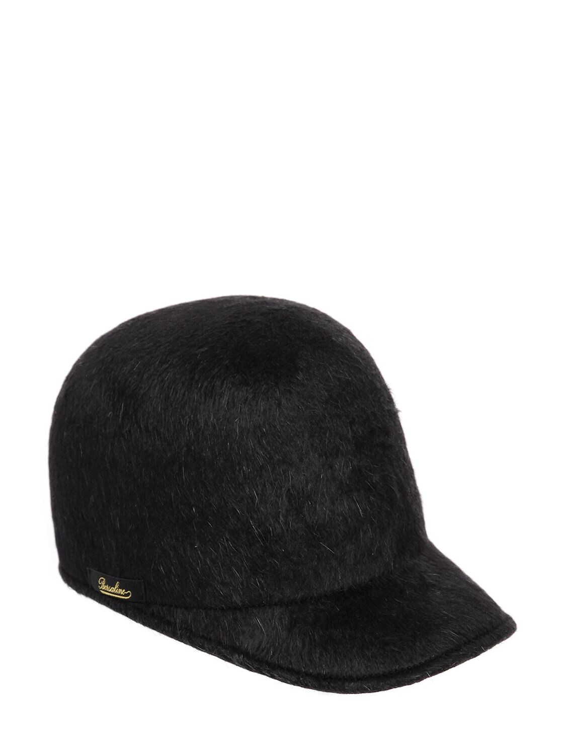 Borsalino Rabbit Fur Felt Baseball Hat In Black