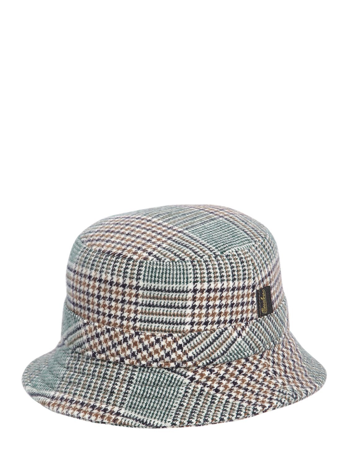 Borsalino Checkered Wool Blend Bucket Hat In Multicolor