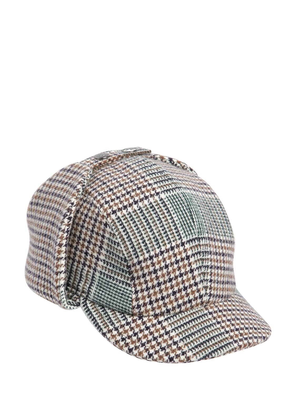 Borsalino Checkered Wool Blend Sherlock Hat In Multicolor