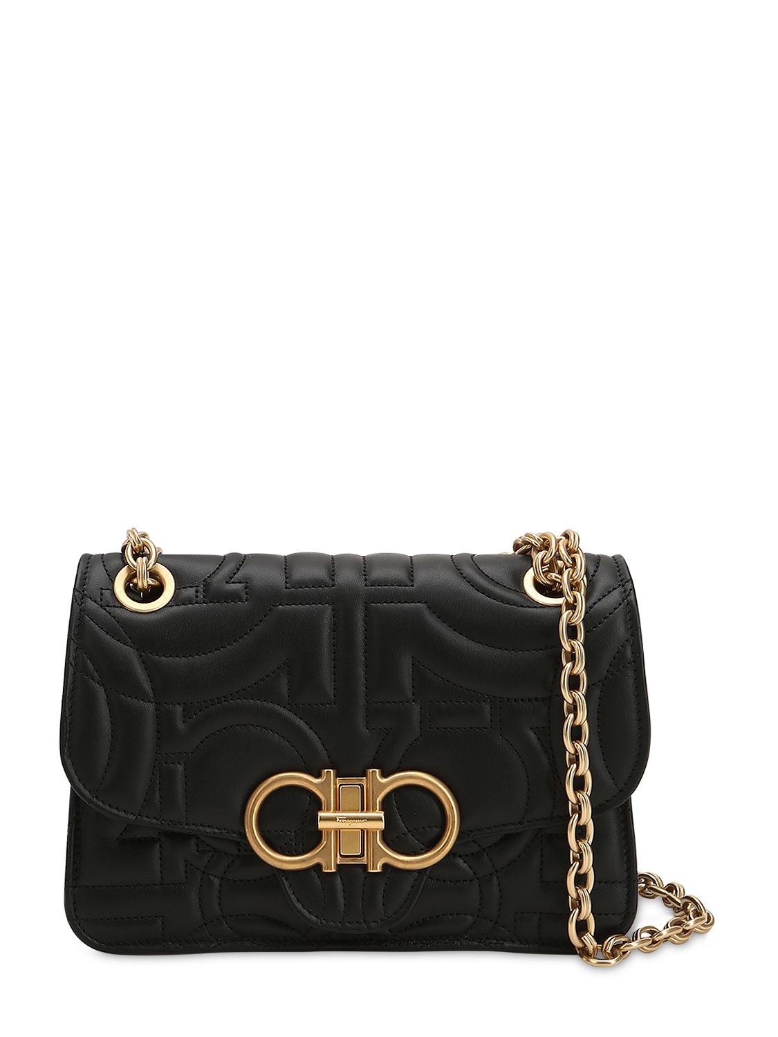 Ferragamo Small Quilted Leather Shoulder Bag In Black