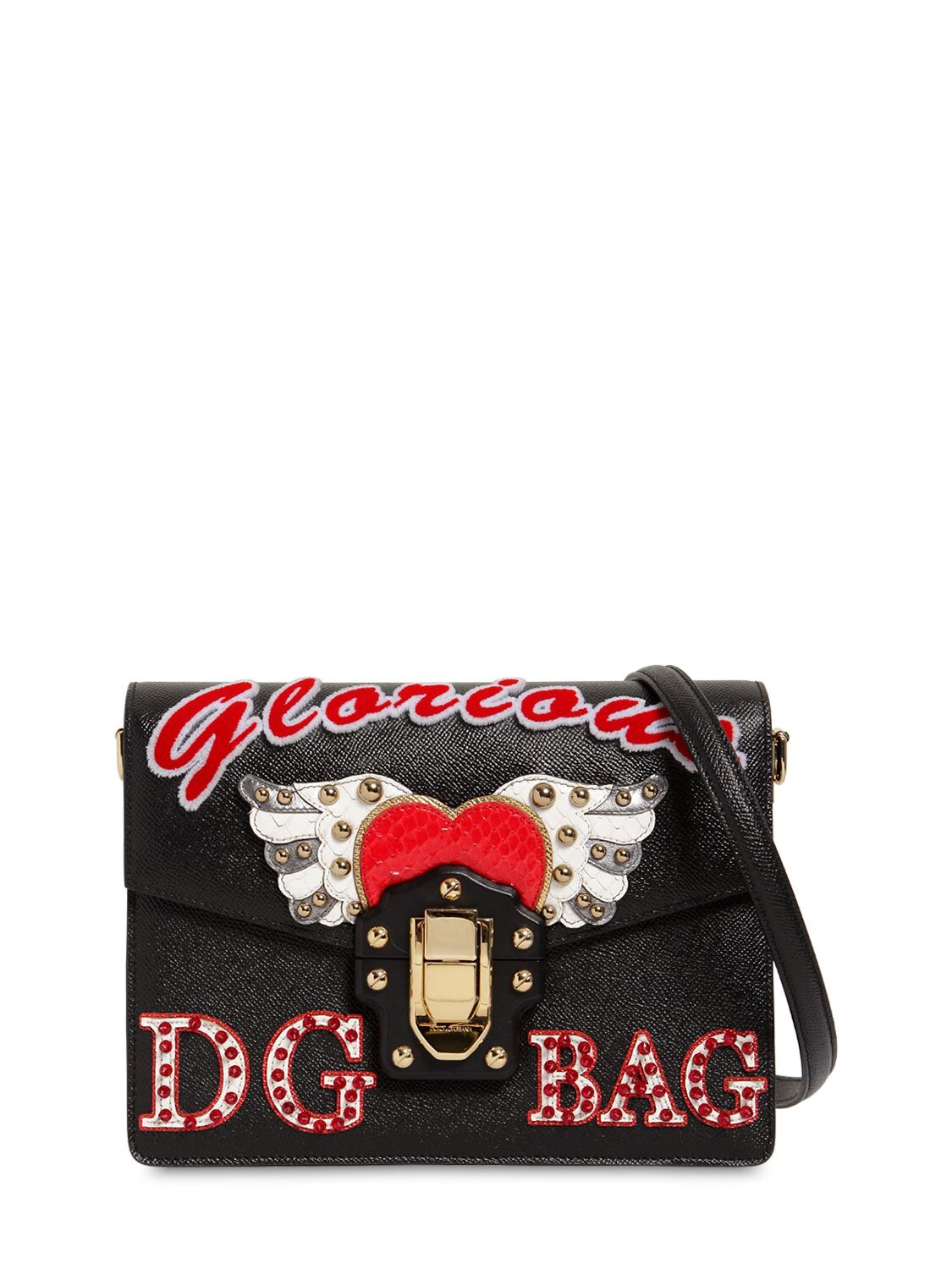 Dolce & Gabbana Lucia Leather Shoulder Bag In Black