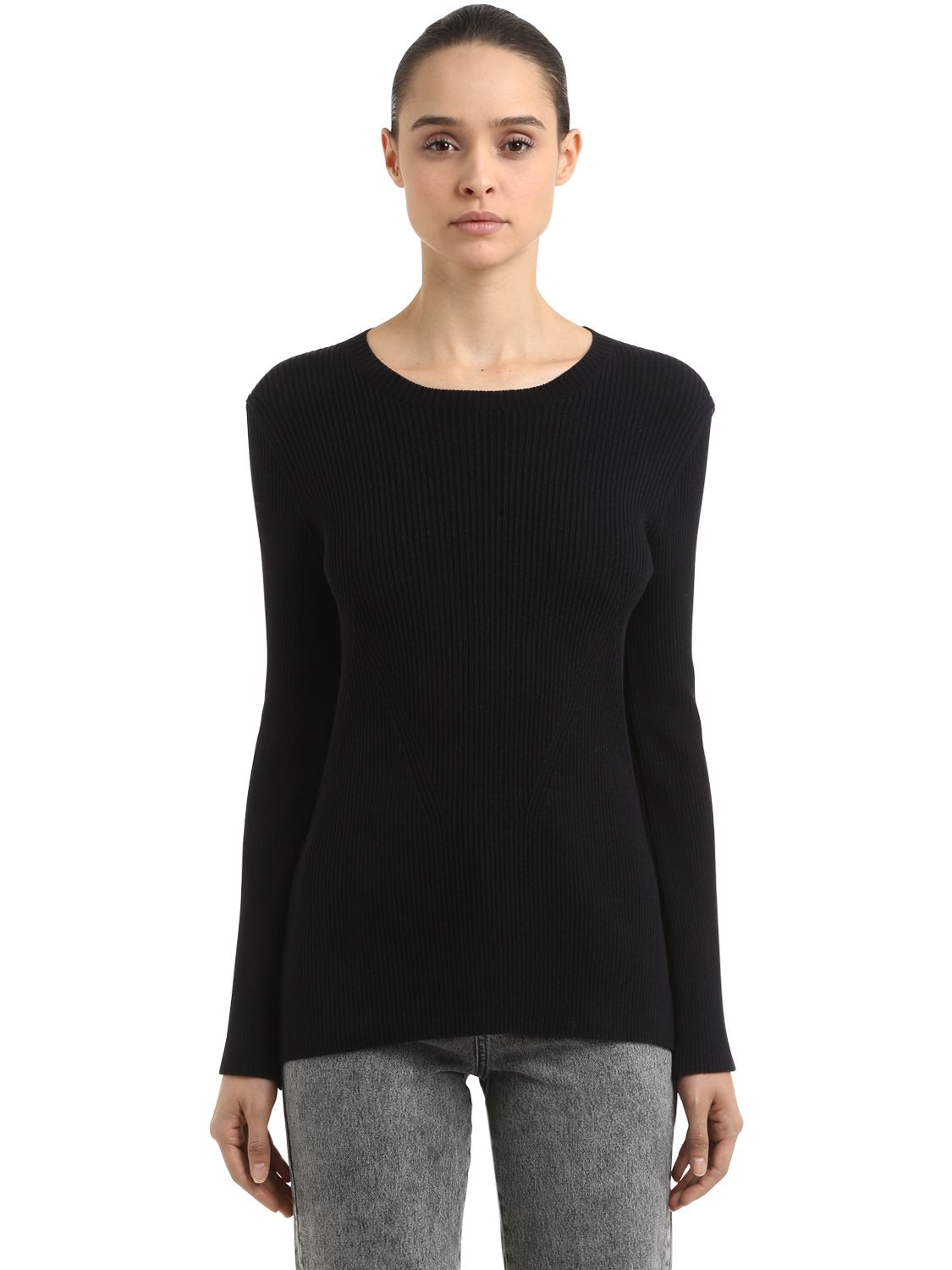Coliac Ariete Rib Knit Sweater W/ Snap Buttons In Black