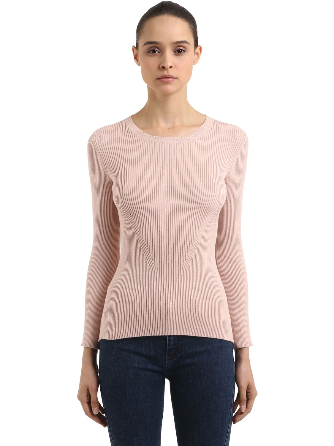 Coliac Ariete Rib Knit Sweater W/ Snap Buttons In Light Pink