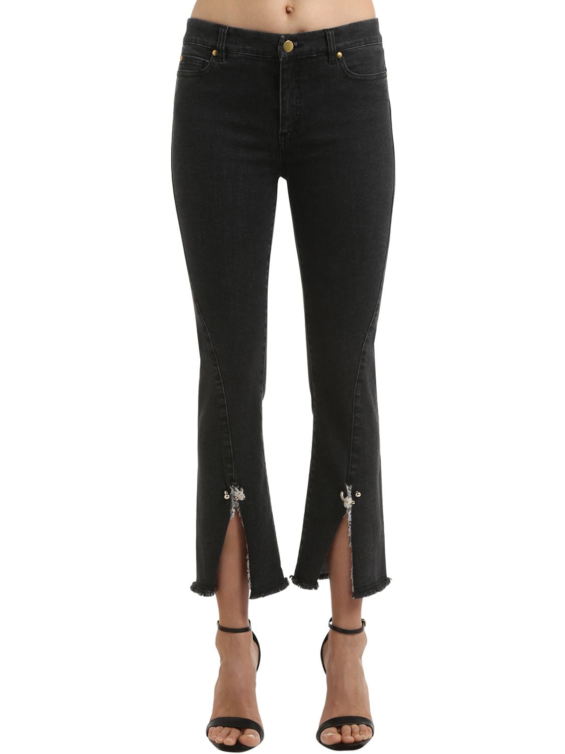 Coliac Petunia Cropped Stretch Denim Jeans In Black