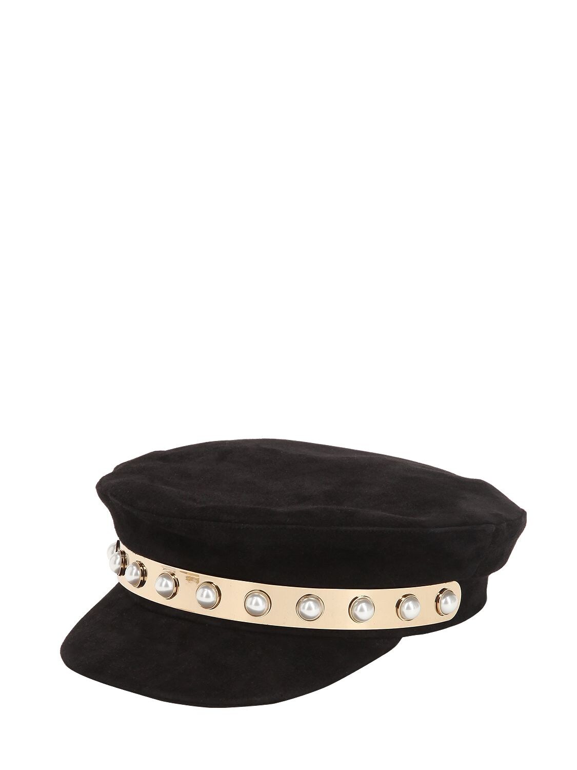 Coliac Jaran Embellished Suede Hat In Black