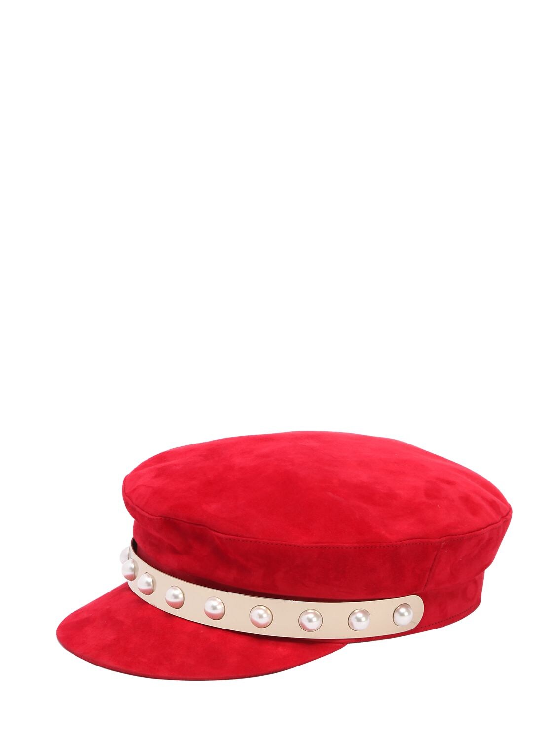 Coliac Jaran Embellished Suede Hat In Red