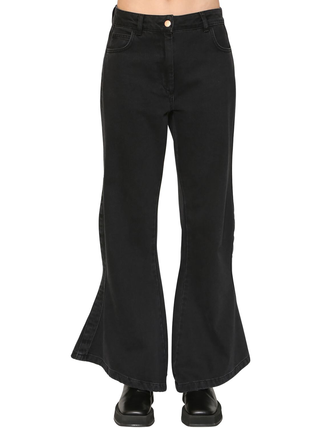 Aalto Flared Cotton Denim Jeans In Black