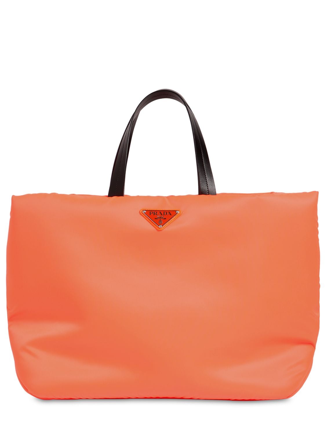 Prada Logo-embellished Padded-nylon Tote Bag In Neon Orange