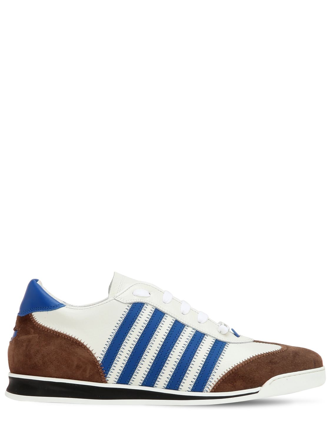 DSQUARED2 STRIPED LEATHER & SUEDE trainers,68IGH4013-TTEZNJK1
