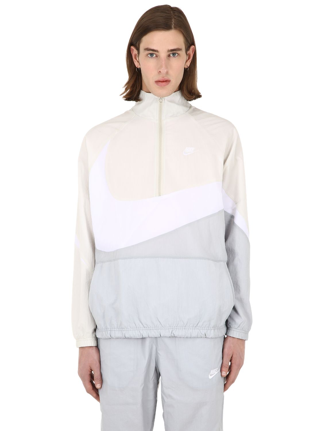 Nike Nsw Swoosh Woven Half Zip Jacket In Grey | ModeSens