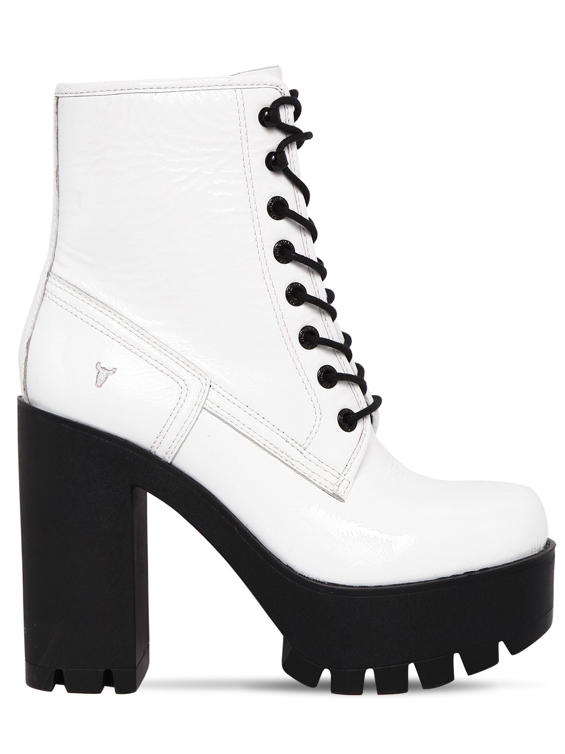 Windsor Smith 120mm Eline Patent Leather Boots In White
