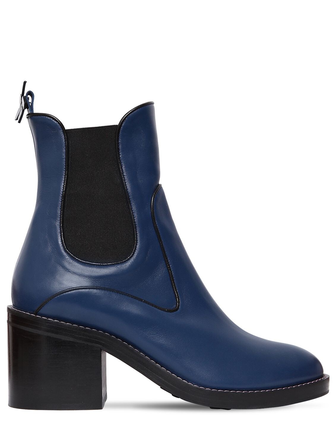 Fabrizio Viti 75mm Madison Leather Chelsea Boots In Navy