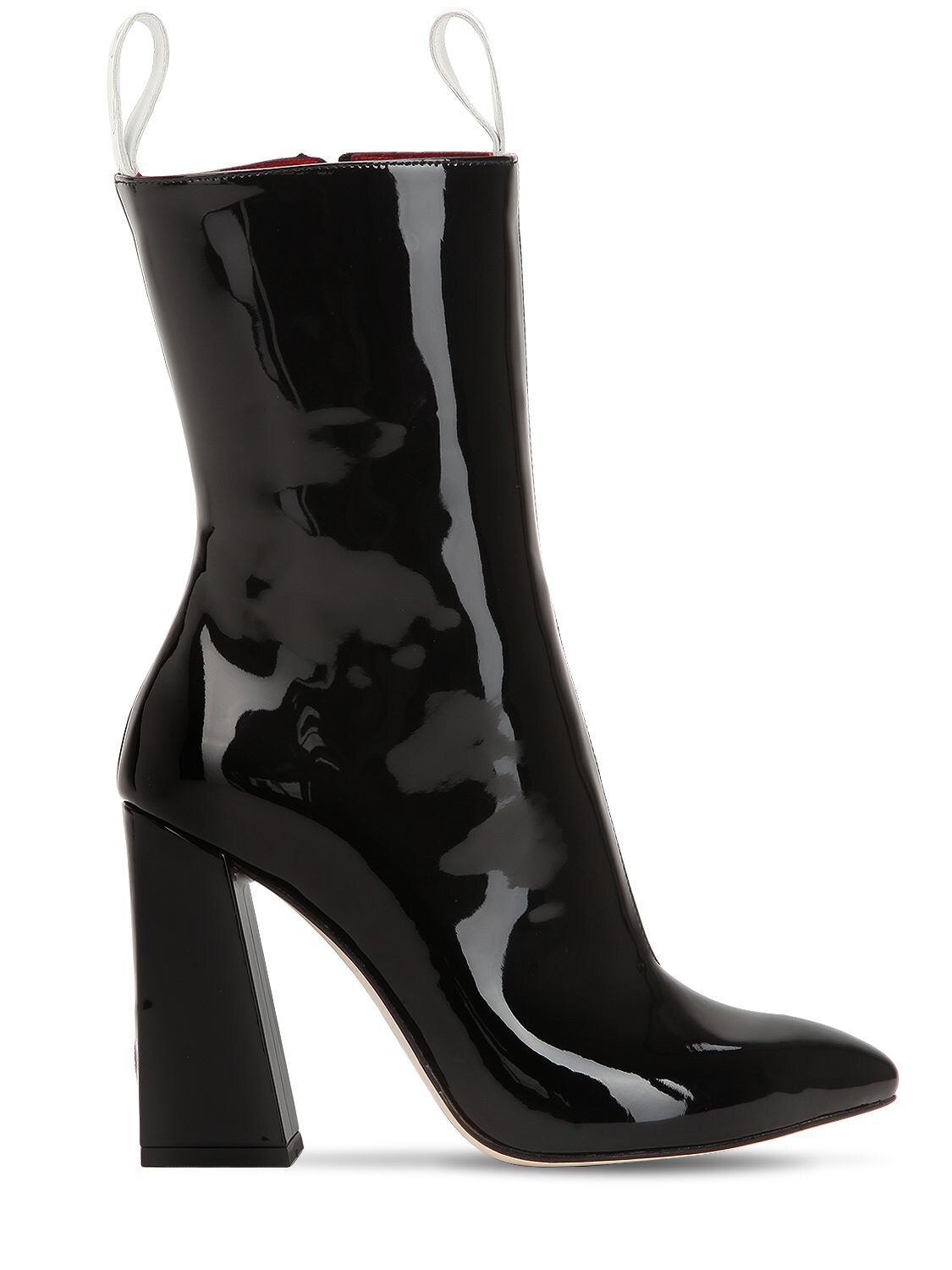 Havva 100mm Hm Logo Patent Leather Boots In Black