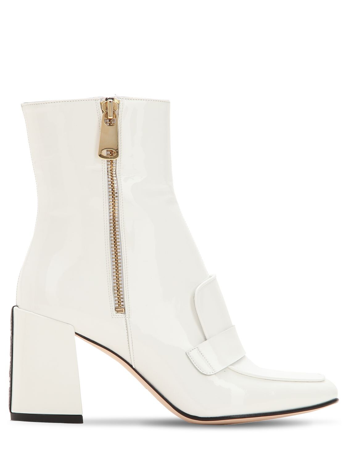Havva 75mm Xo Patent Leather Boots In White