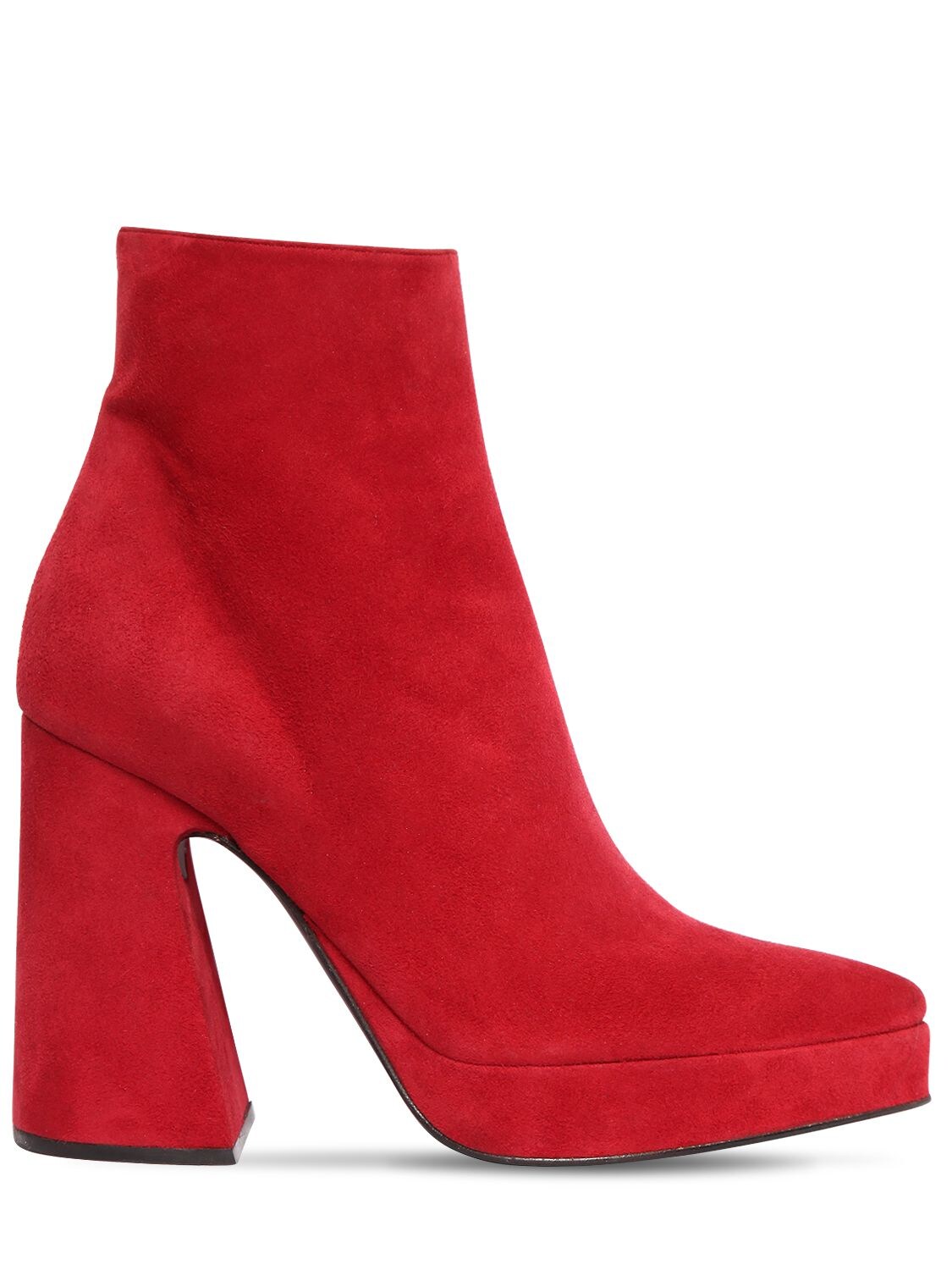 Proenza Schouler 105mm Suede Platform Ankle Boots In Red