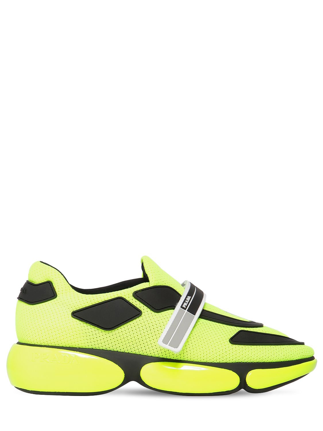 Prada 20mm Cloudbust Knit Sneakers In Neon Yellow