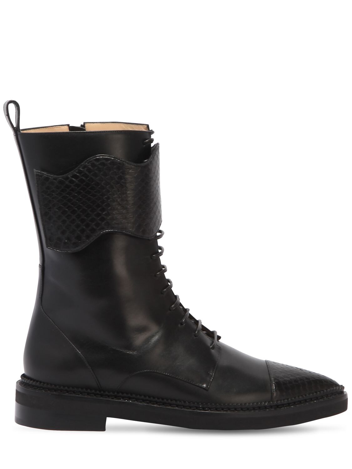 Francesca Bellavita 20mm Leather Combat Boots In Black