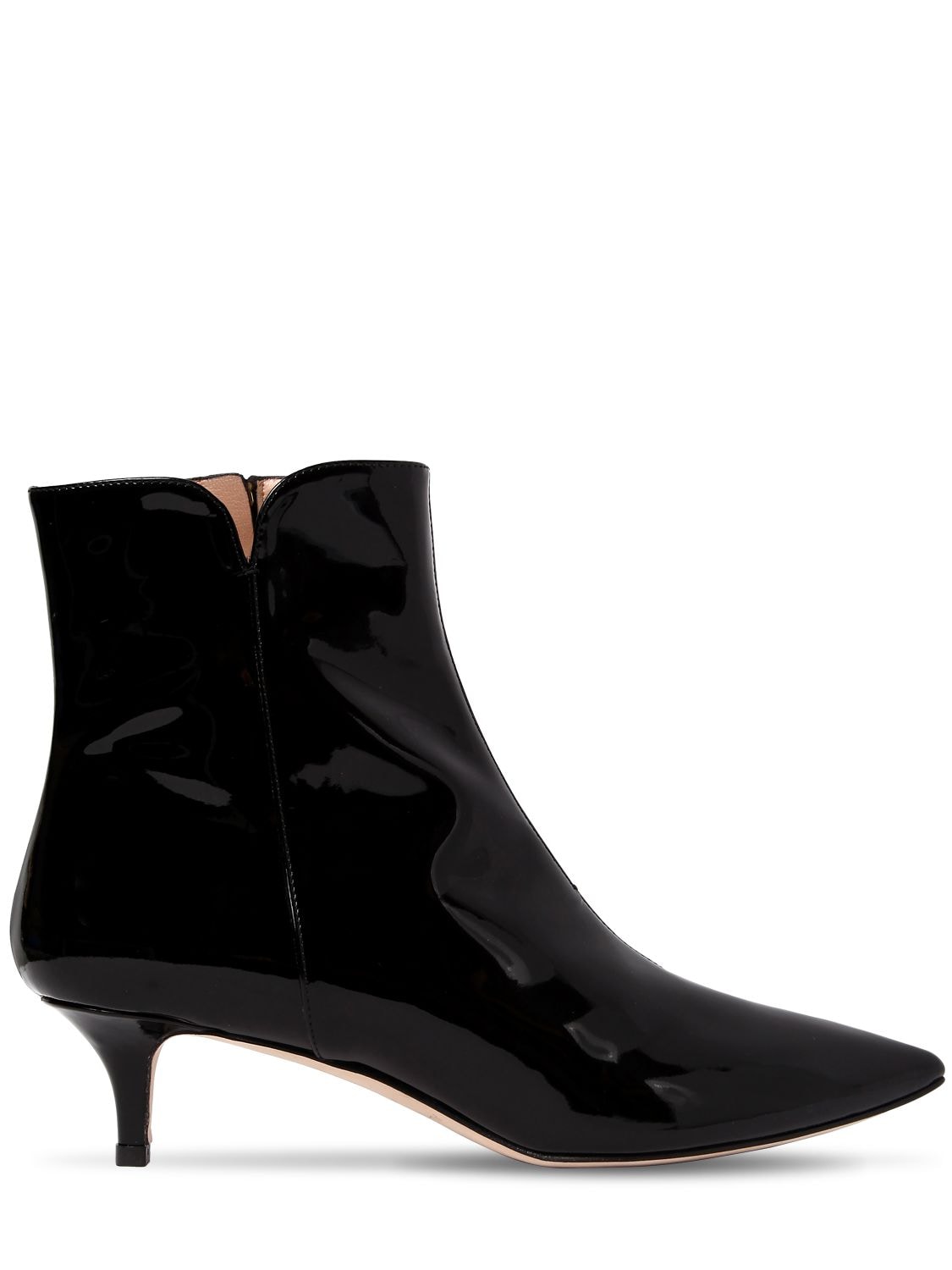 Alexander White 30mm Orla Patent Leather Ankle Boots In Black