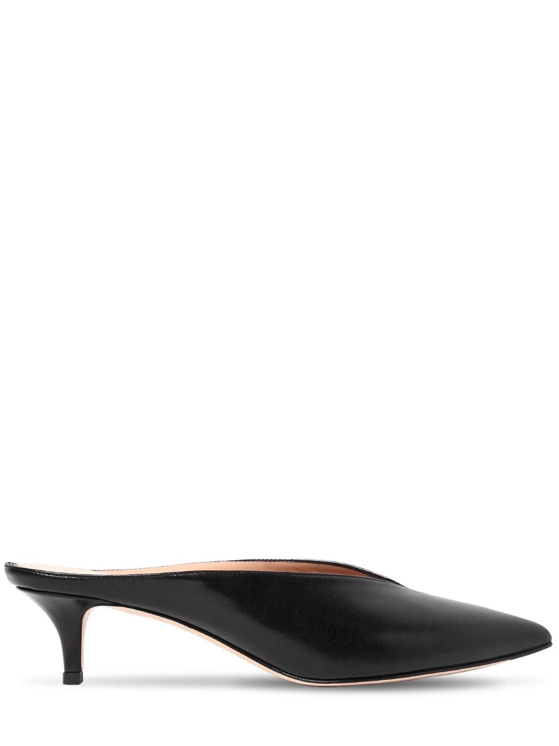 Alexander White 30mm Nieves Leather Mules In Black