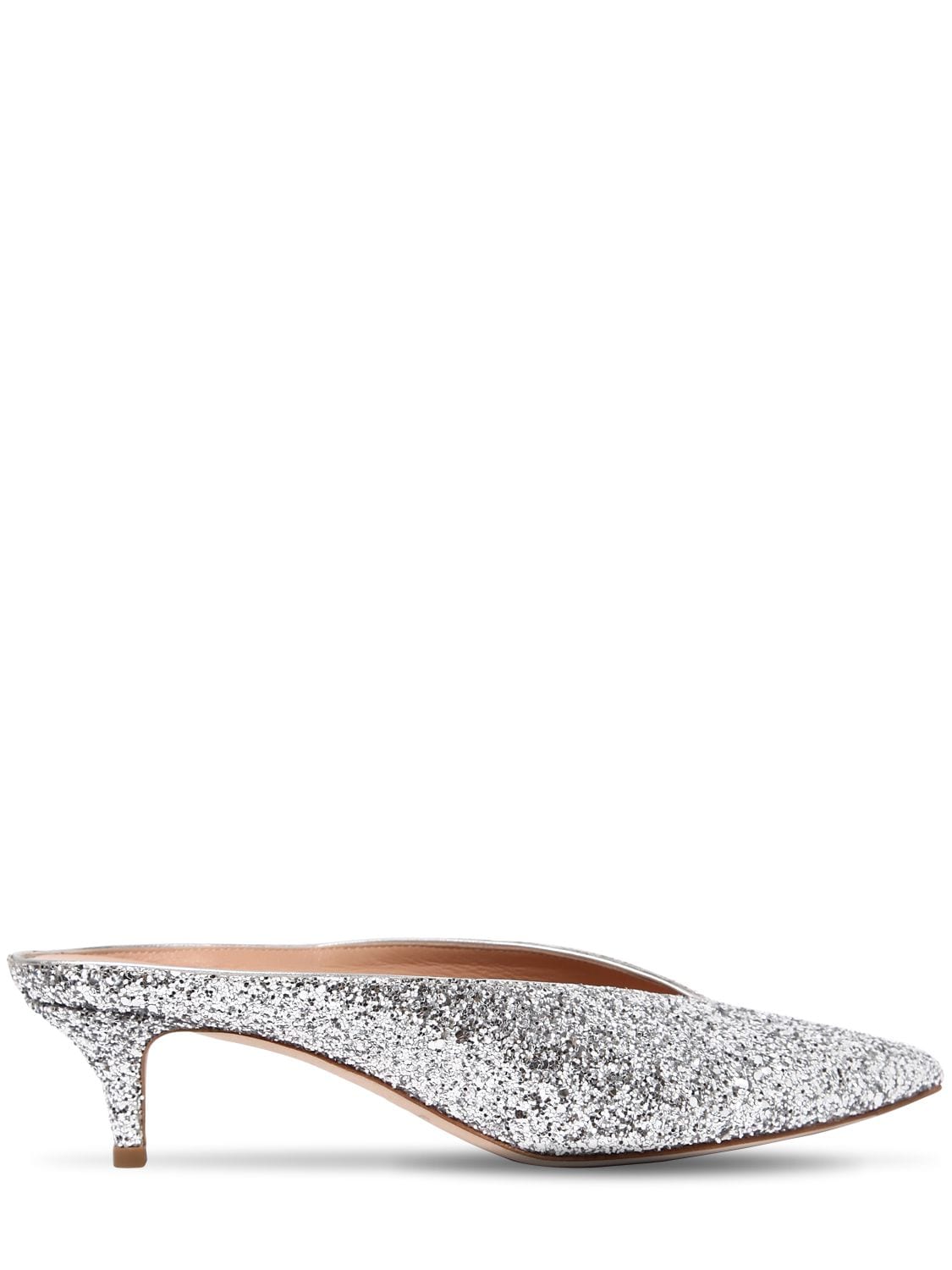 Alexander White 30mm Nieves Glittered Mules In Silver