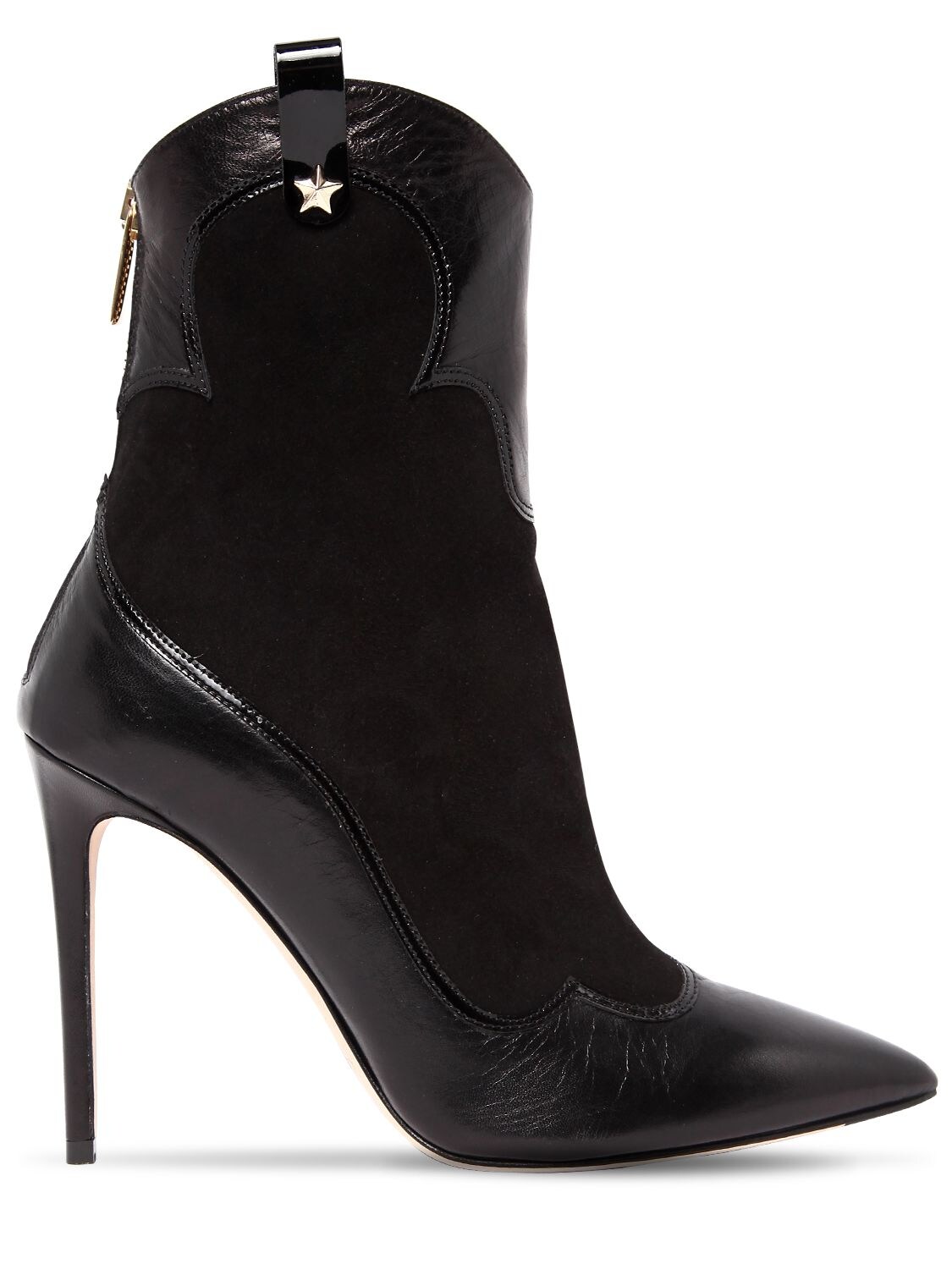 Alexander White 100mm Odessa Leather & Suede Boots In Black