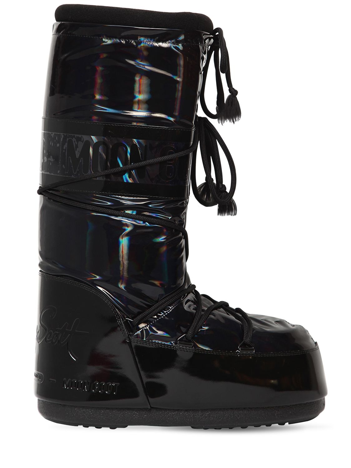 Jeremy Scott Iridescent Snow Boots In Black