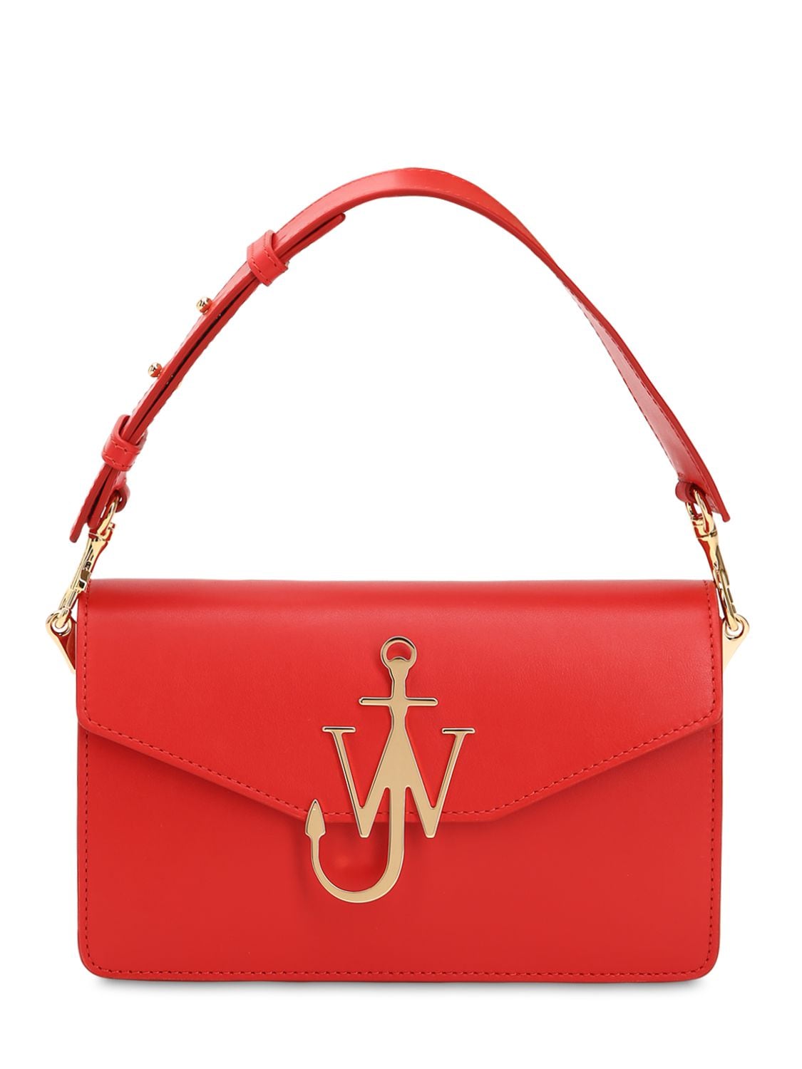 Jw Anderson Logo Leather Shoulder Bag In Red